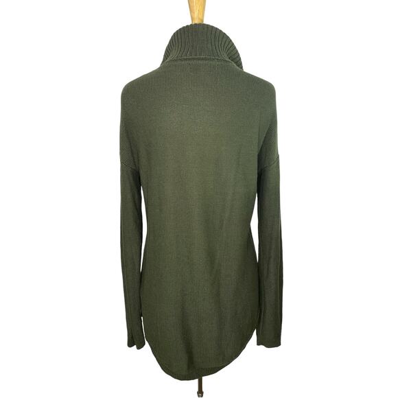 BANANA REPUBLIC Olive Green Cable Knit Turtleneck Sweater Size Medium Cotton - Picture 3 of 10